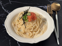 和風蒜味明太子白醬義大利麵