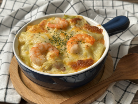 奶油芥末海陸焗烤螺旋麵